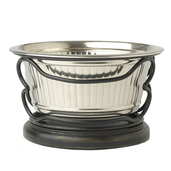 PetRageous Samoa Fluted Bowl with Wood Stand for Pets