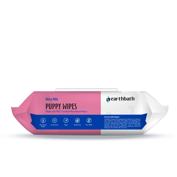 Earthbath Ultra-Mild Puppy Wipes, Wild Cherry, 100 count