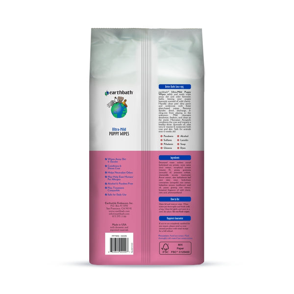 Earthbath Ultra-Mild Puppy Wipes, Wild Cherry, 100 count