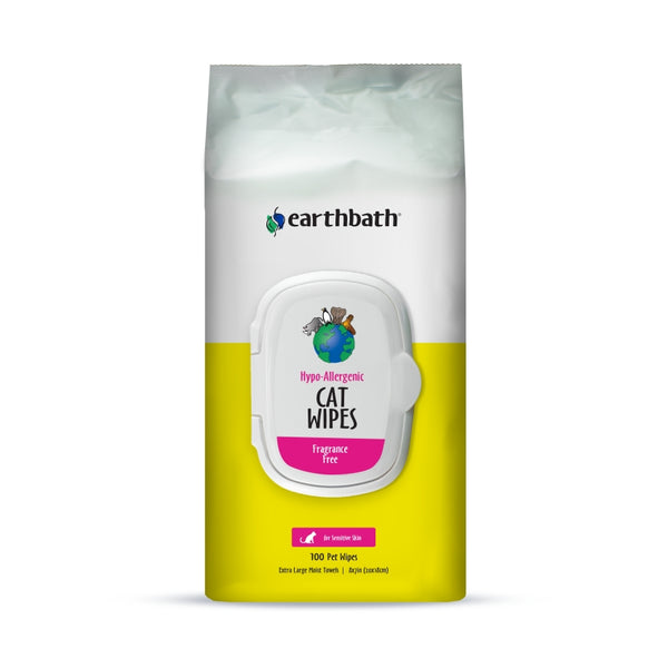 Earthbath Hypo-Allergenic Cat Grooming Wipes, Fragrance Free