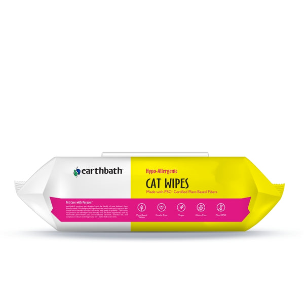 Earthbath Hypo-Allergenic Cat Grooming Wipes, Fragrance Free