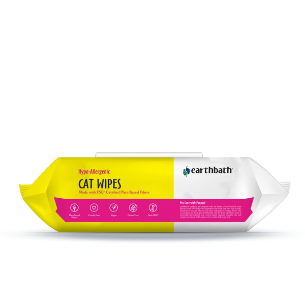 Earthbath Hypo-Allergenic Cat Grooming Wipes, Fragrance Free