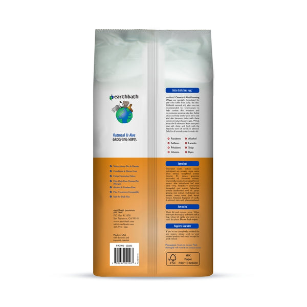 Earthbath Oatmeal & Aloe Grooming Wipes, Vanilla & Almond