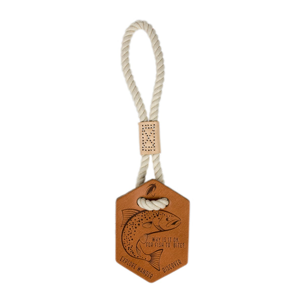 Tall Tails Natural Leather Go Fish Tug Dog Toy, 13-in