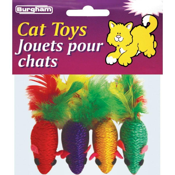 Burgham Simon's Rope Mice with Feather Cat Toy