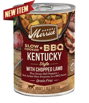 Merrick Slow-Cooked BBQ Kentucky Style with Chopped Lamb Wet Dog Food Can
