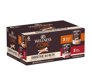 Wellness CORE Digestive Health Chicken & Beef Pate Variety Pack Wet Dog Food Cans, 13-oz, 6-pack