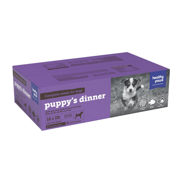 Healthy Paws Big Box Dinner Poulet & Légumes pour chiot Nourriture crue congelée pour chiens
