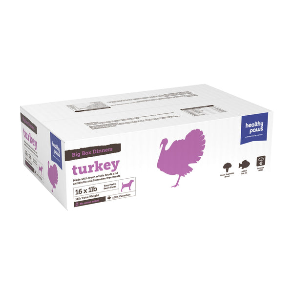 Healthy Paws Big Box Dinners Dinde & Légumes Nourriture crue congelée pour chiens