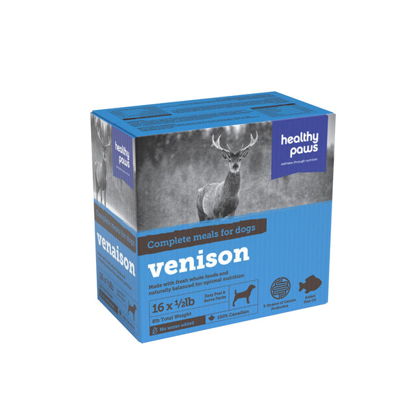 Healthy Paws Complete Dinner Venaison Nourriture crue congelée pour chiens