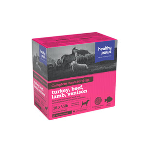 Healthy Paws Variety Pack Turkey, Lamb, Beef & Venison Raw Frozen Dog Food