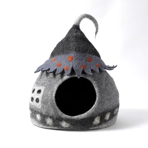 Dharma Dog Karma Cat Lit pour chat Grotte maison de fée, Gris