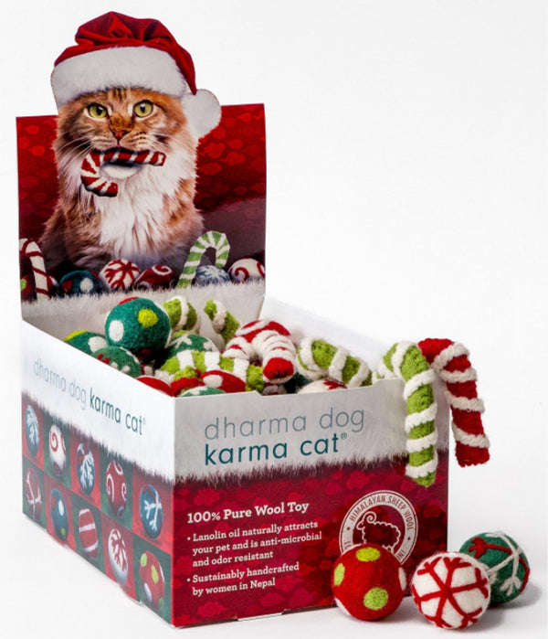 Dharma Dog Karma Cat Jouet pour chat Noël en laine, Assorti