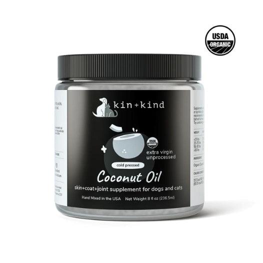 kin+kind Huile de noix de coco pressée à froid biologique pour chiens et chats