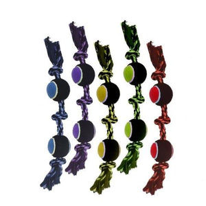 Multipet Nuts for Knots 3-Knot Rope with 2 Tennis Balls Dog Toy, Color Varies
