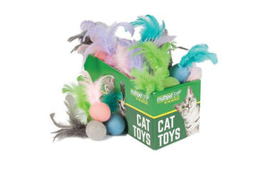 Multipet Felt Ball with Feather Cat Toy, Color Varies