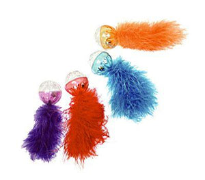 Multipet Lattice Ball with Feathers Cat Toy, Color Varies