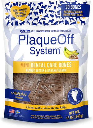 ProDen PlaqueOff System Mini os dentaires pour chiens au beurre de cacahuète et banane