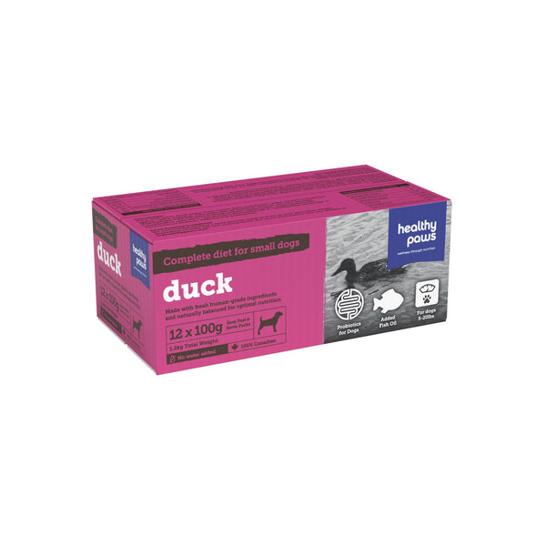 Healthy Paws Complete Dinner Canard nourriture congelée pour petits chiens