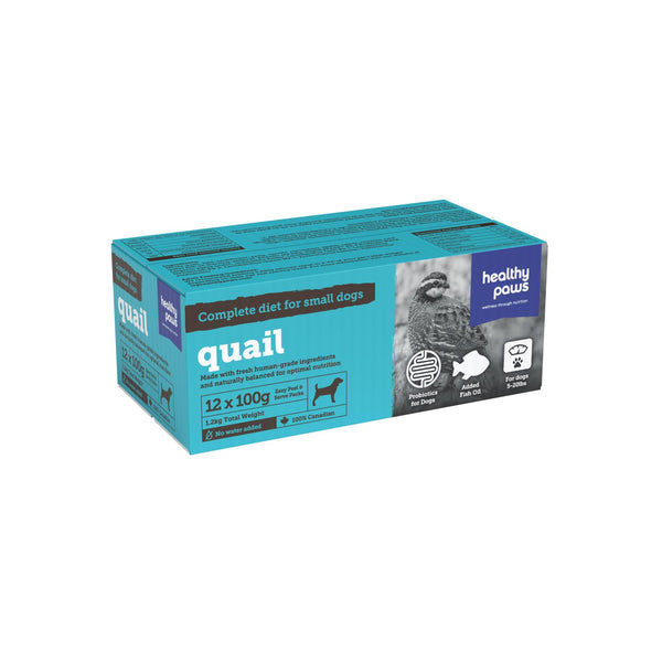 Healthy Paws Complete Dinner Caille nourriture congelée pour petits chiens