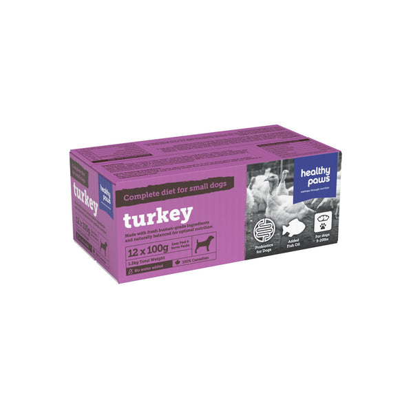 Healthy Paws Complete Dinner Dinde nourriture congelée pour petits chiens