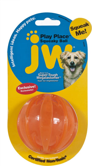 JW Pet Play Place Squeaky Ball Dog Toy, Color Varies
