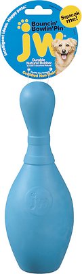 JW Pet iSqueak Bouncin' Bowlin' Pin Dog Toy, Color Varies