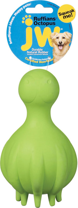 JW Pet Ruffians Octopus Squeaky Dog Toy, Color Varies