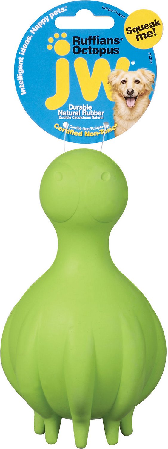 JW Pet Ruffians Octopus Squeaky Dog Toy, Color Varies