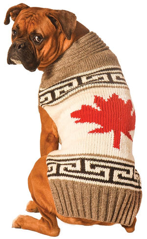 Chilly Dog Canadian Maple Leaf Dog Sweater, Grey