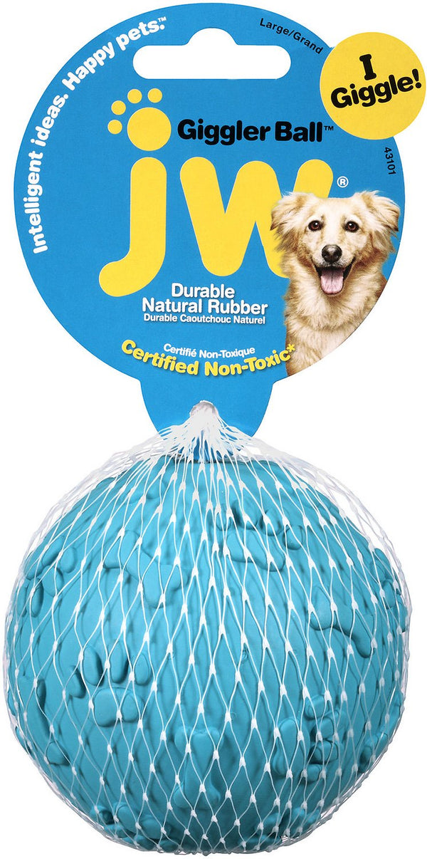JW Pet Giggler Ball Squeaky Dog Toy, Color Varies