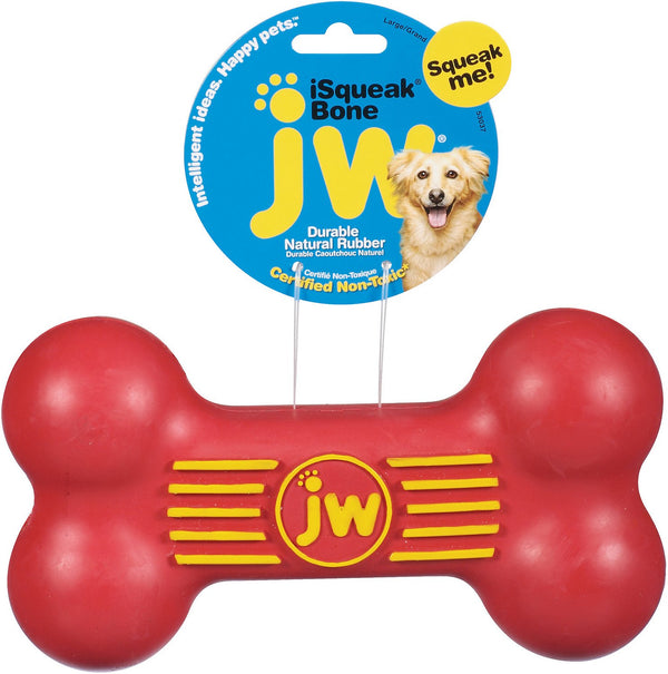 JW Pet iSqueak Bone Dog Toy, Color Varies