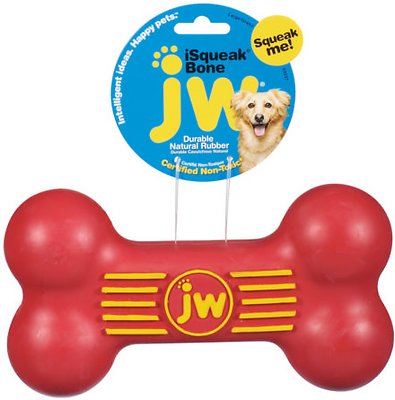 JW Pet iSqueak Bone Dog Toy, Color Varies