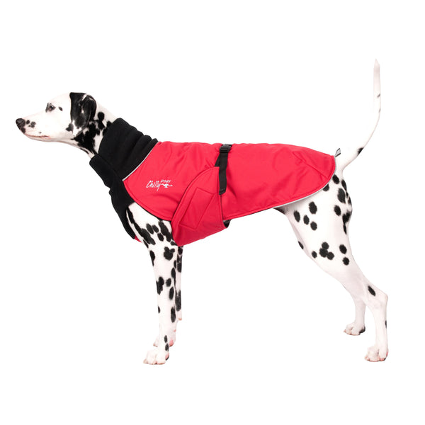 Chilly Dogs Great White North Dog Coat, Black/ Red Shell