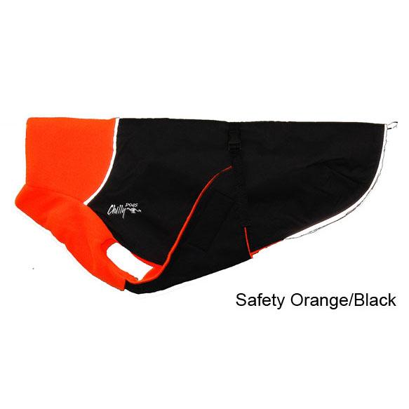 Chilly Dogs Great White North Dog Coat, Blaze Orange/ Black Shell