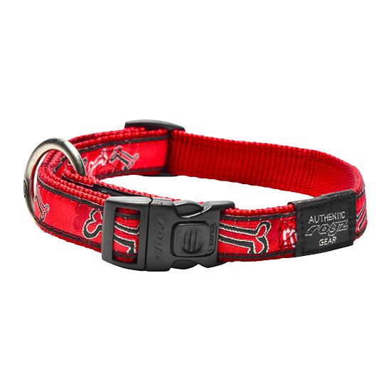 Rogz Fancy Dress Dog Collar, Red Bones