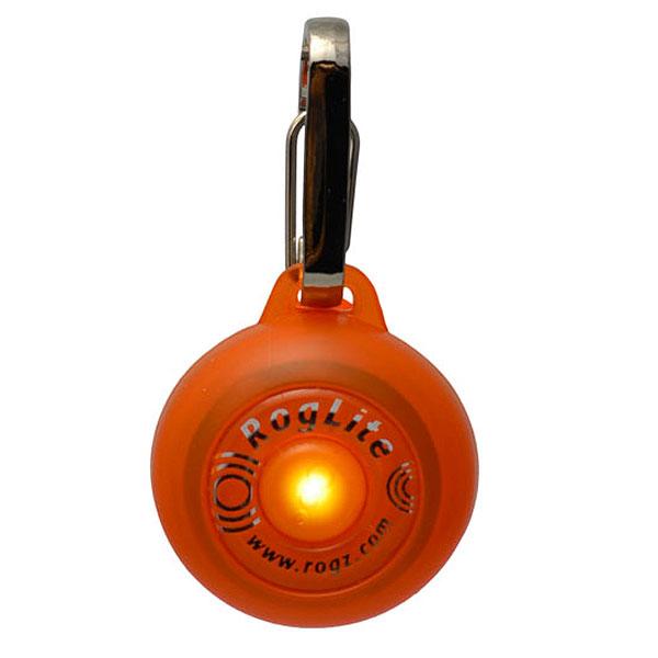 Rogz Roglite Dog Collar Safety Light, Orange