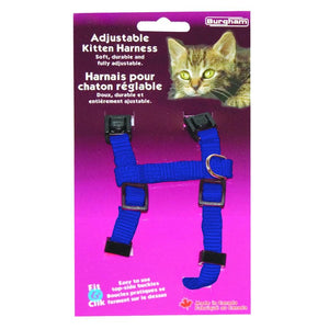 Burgham Adjustable Kitten Cat Harness, Blue, 3/8-in x 9-15-in