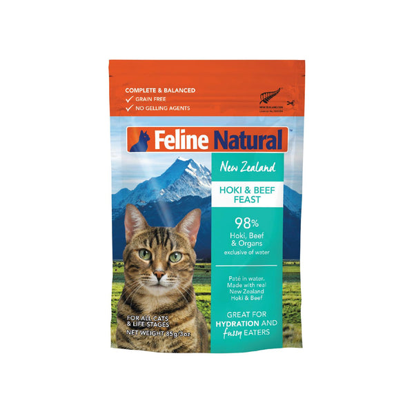 Feline Natural Sachet de nourriture humide pour chat Hoki et Bœuf