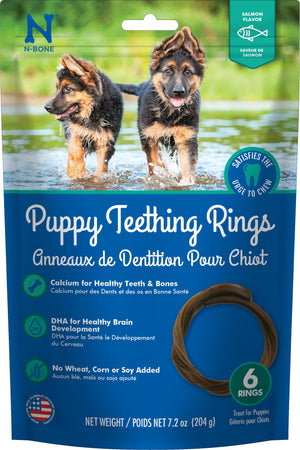 N-Bone Anneaux de dentition pour chiots Goût saumon Friandises pour chiens