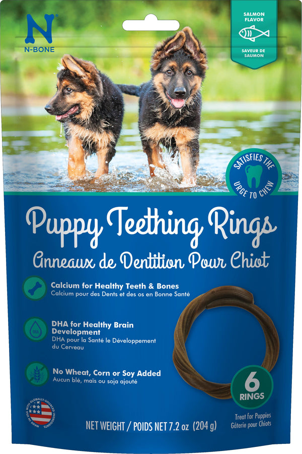 N-Bone Anneaux de dentition pour chiots Goût saumon Friandises pour chiens