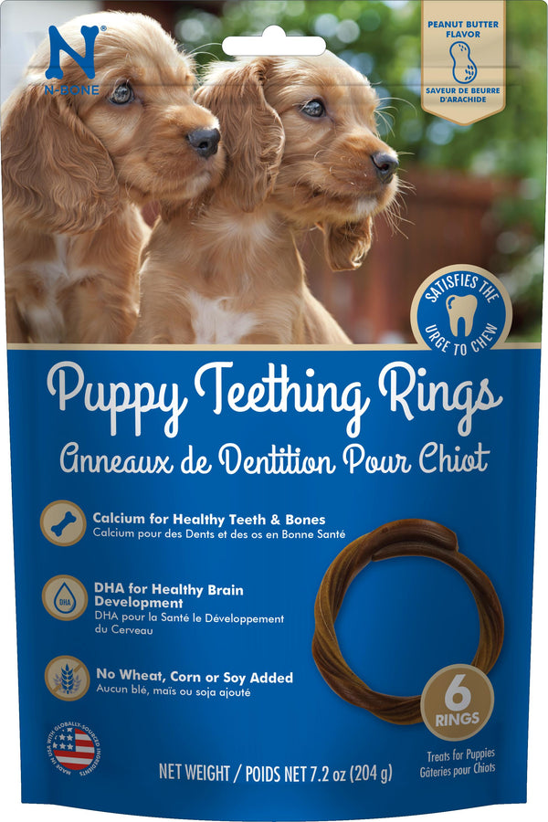 N-Bone Anneaux de dentition pour chiots Goût beurre de cacahuète Friandises pour chiens