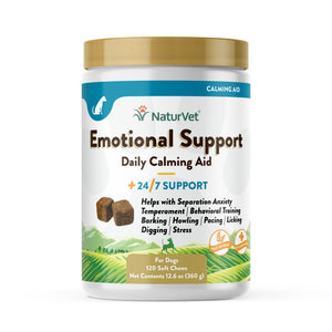 NaturVet Emotional Support Daily Calming Aid 24/7 Support Soft Chews Dog Supplement