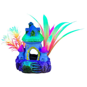 Marina iGlo Mushroom House with Plants Aquarium Ornament
