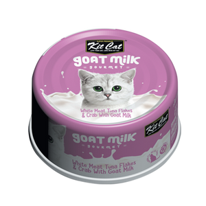 Kit Cat Goat Milk Gourmet White Meat Tuna Flakes & Crab with Goat Milk Wet Cat Food Can