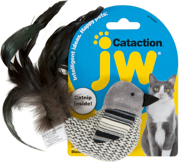 JW Pet Cataction Black & White Bird with Catnip Cat Toy