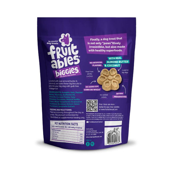 Fruitables Biggies Almond Butter & Coconut Dog Treats