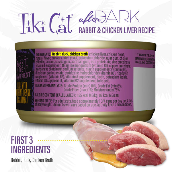 Tiki Cat After Dark Pâté Lapin Nourriture pour Chats en Conserve