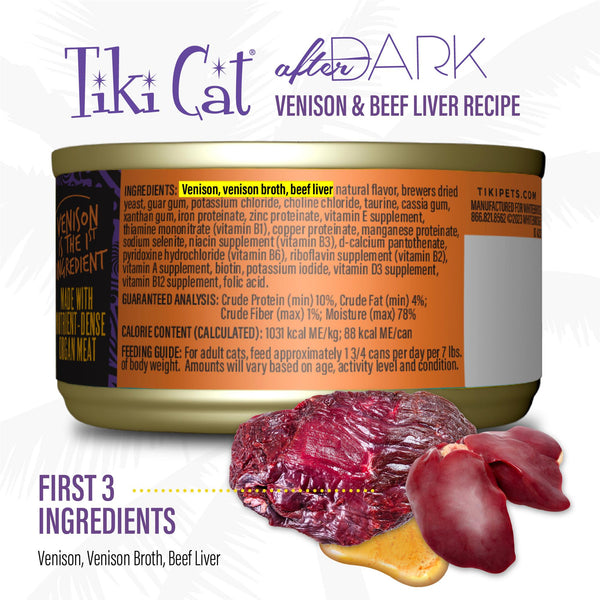Tiki Cat After Dark Pâté Cerf Nourriture pour Chats en Conserve