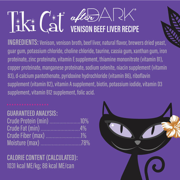 Tiki Cat After Dark Pâté Cerf Nourriture pour Chats en Conserve